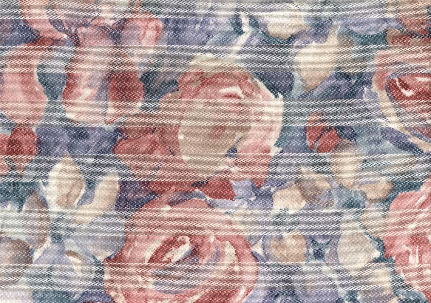 Transprint Fabrics Blue Rose Brown Floral Striped   Drapery Upholstery  