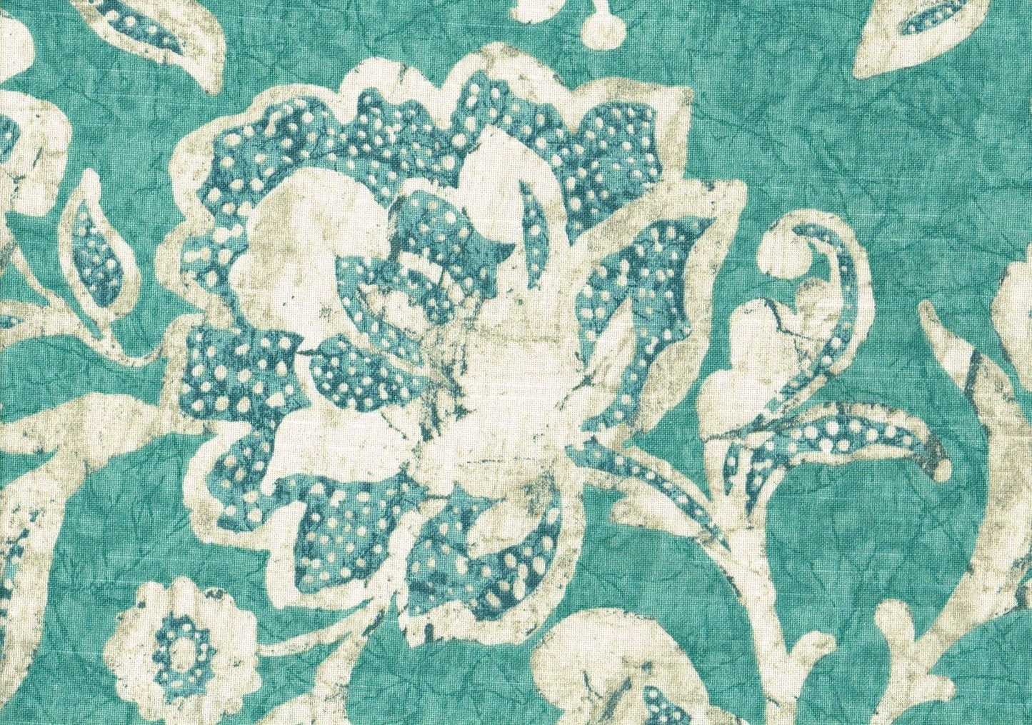 Kravet Fabric Aqua Off White  Floral Cotton Drapery Upholstery