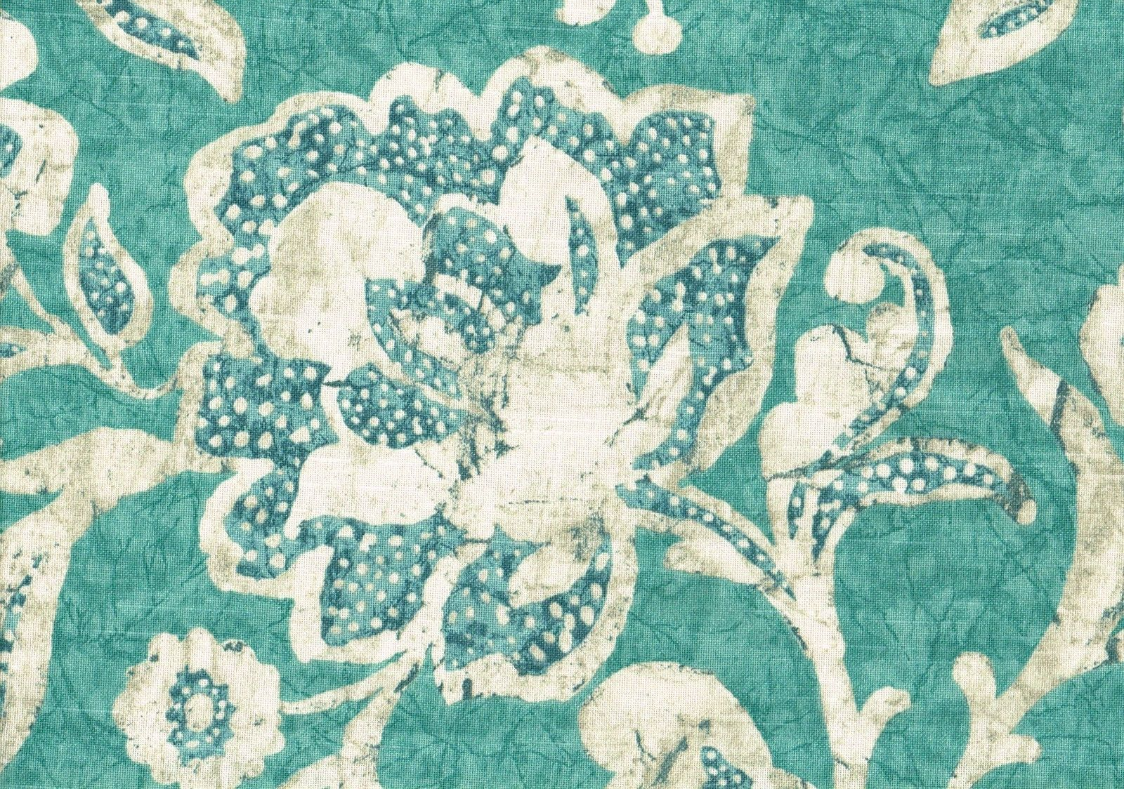 Kravet Fabric Aqua Off White  Floral Cotton Drapery Upholstery
