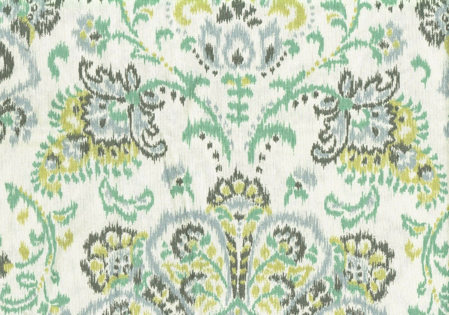 6 Yds  Magnolia Home Fabric Aqua Brown Chartreuse Cotton Drapery Upholstery 