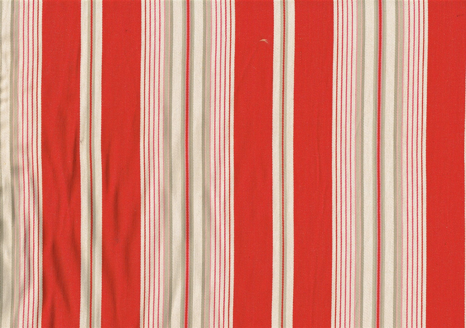 Designer Fabric Red Almond Gray Stripe Green  Drapery Upholstery 