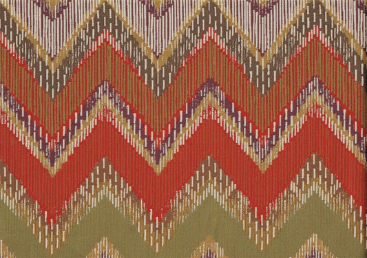 Swavelle Mill Creek Fabric Green Red Gold Purple Chevron Drapery  Upholstery 