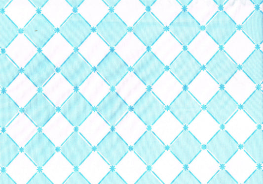 63" Di Lewis Studios 100% Cotton Blue   White Diamonds  Drapery  Upholstery 