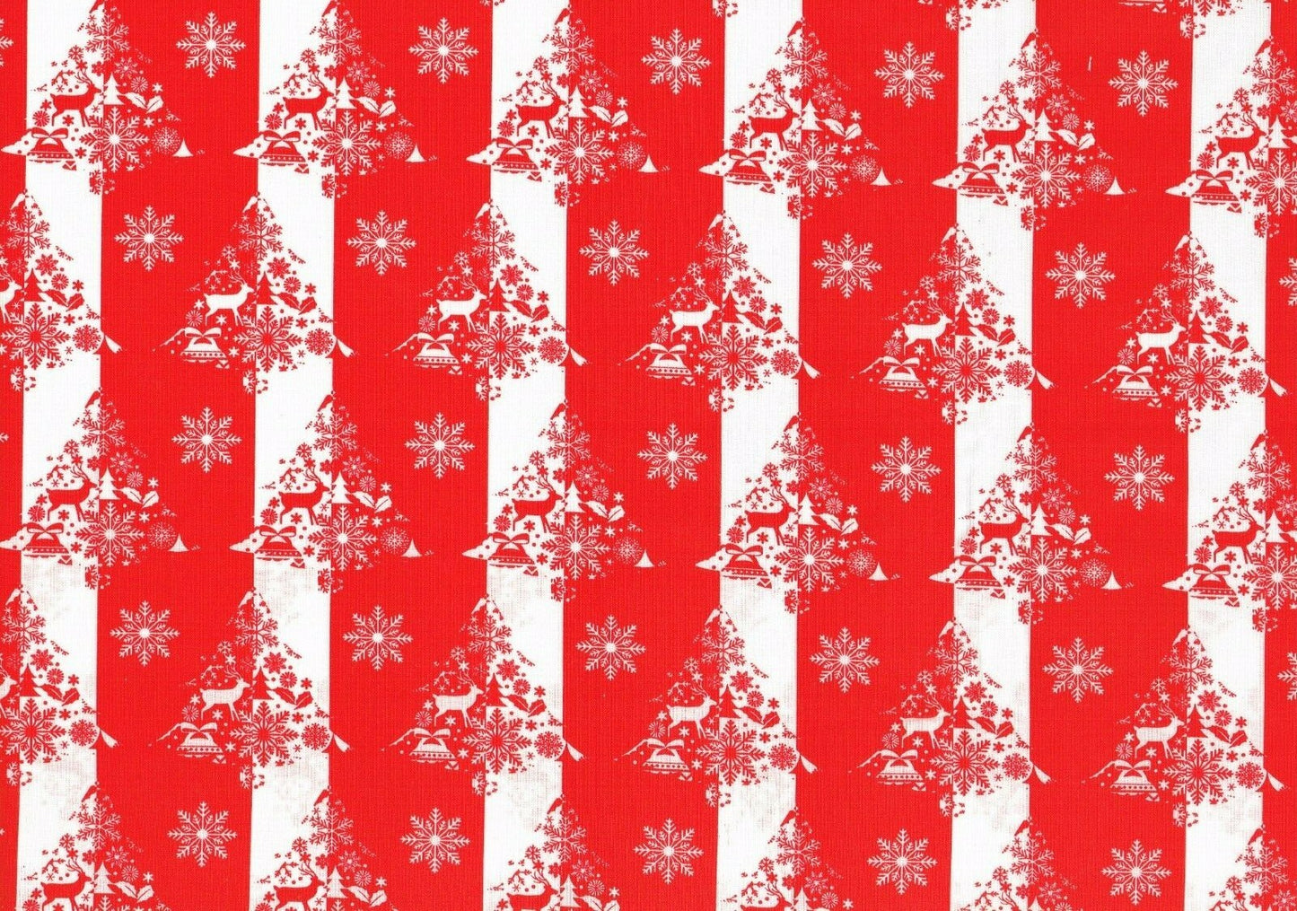 Christmas Fabric 100% Cotton Trees Red White Drapery Upholstery 