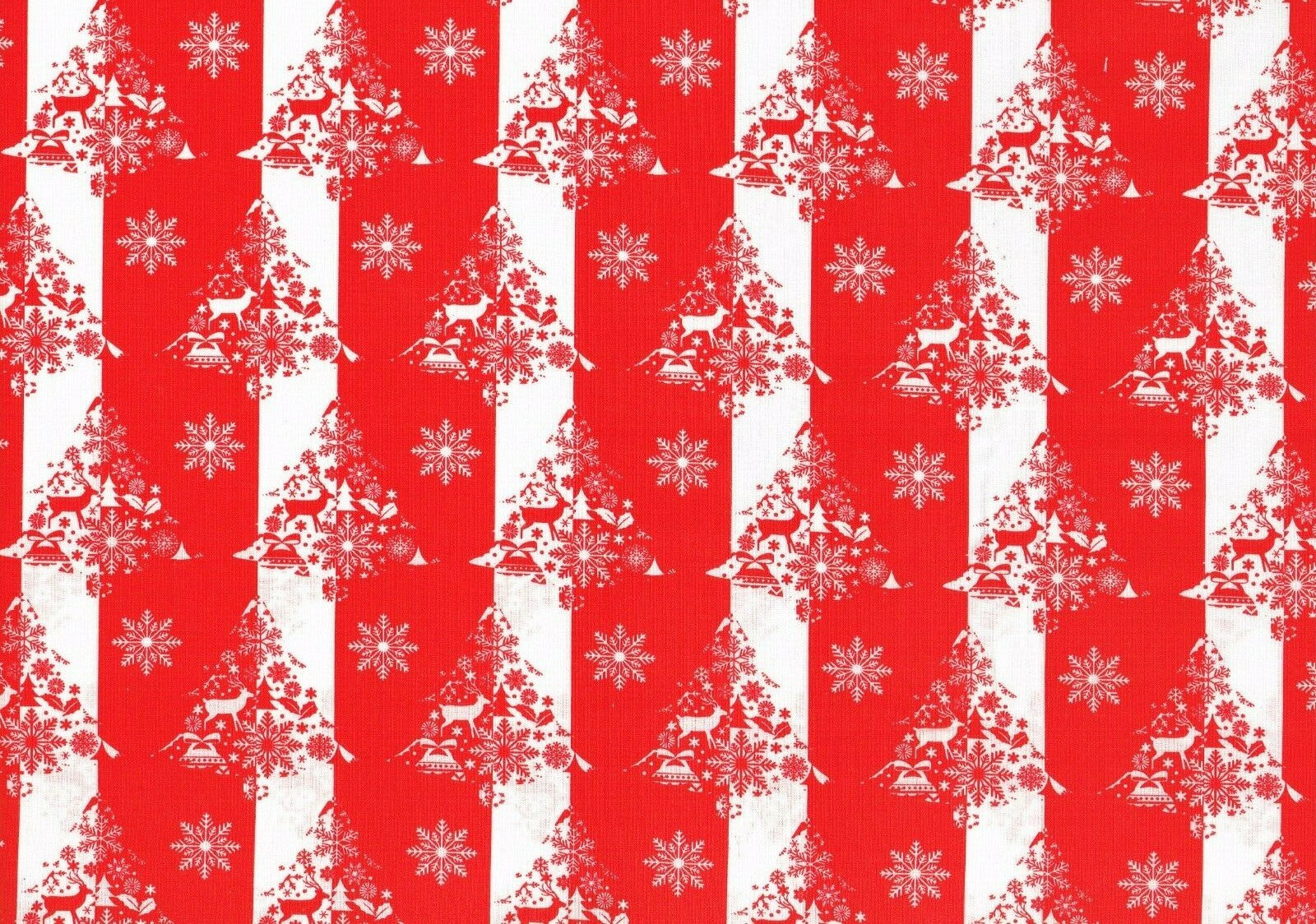 Christmas Fabric 100% Cotton Trees Red White Drapery Upholstery 