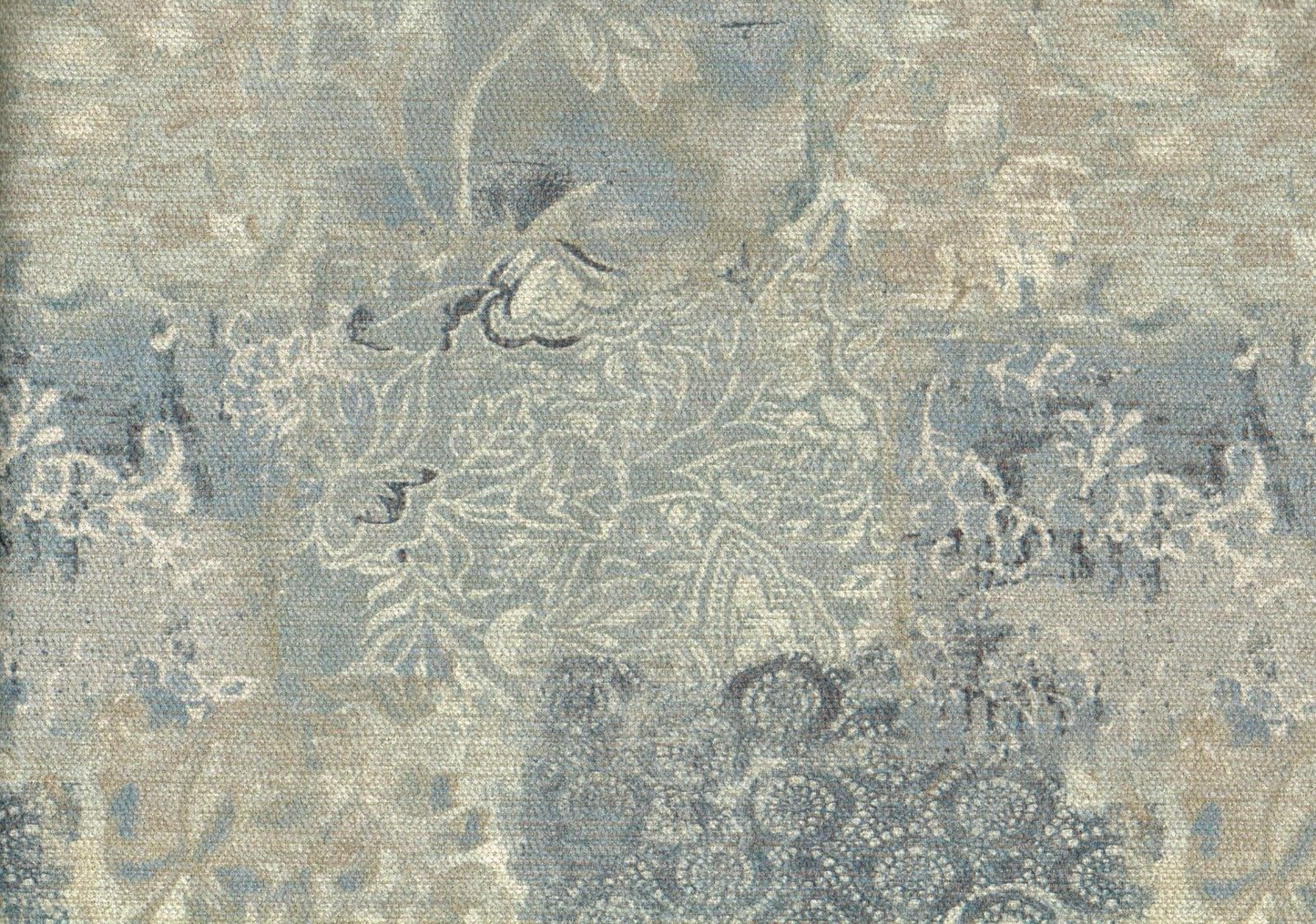 David Rothchild Fabric Porcelain Sage  Aqua Gray Gold Drapery Upholstery