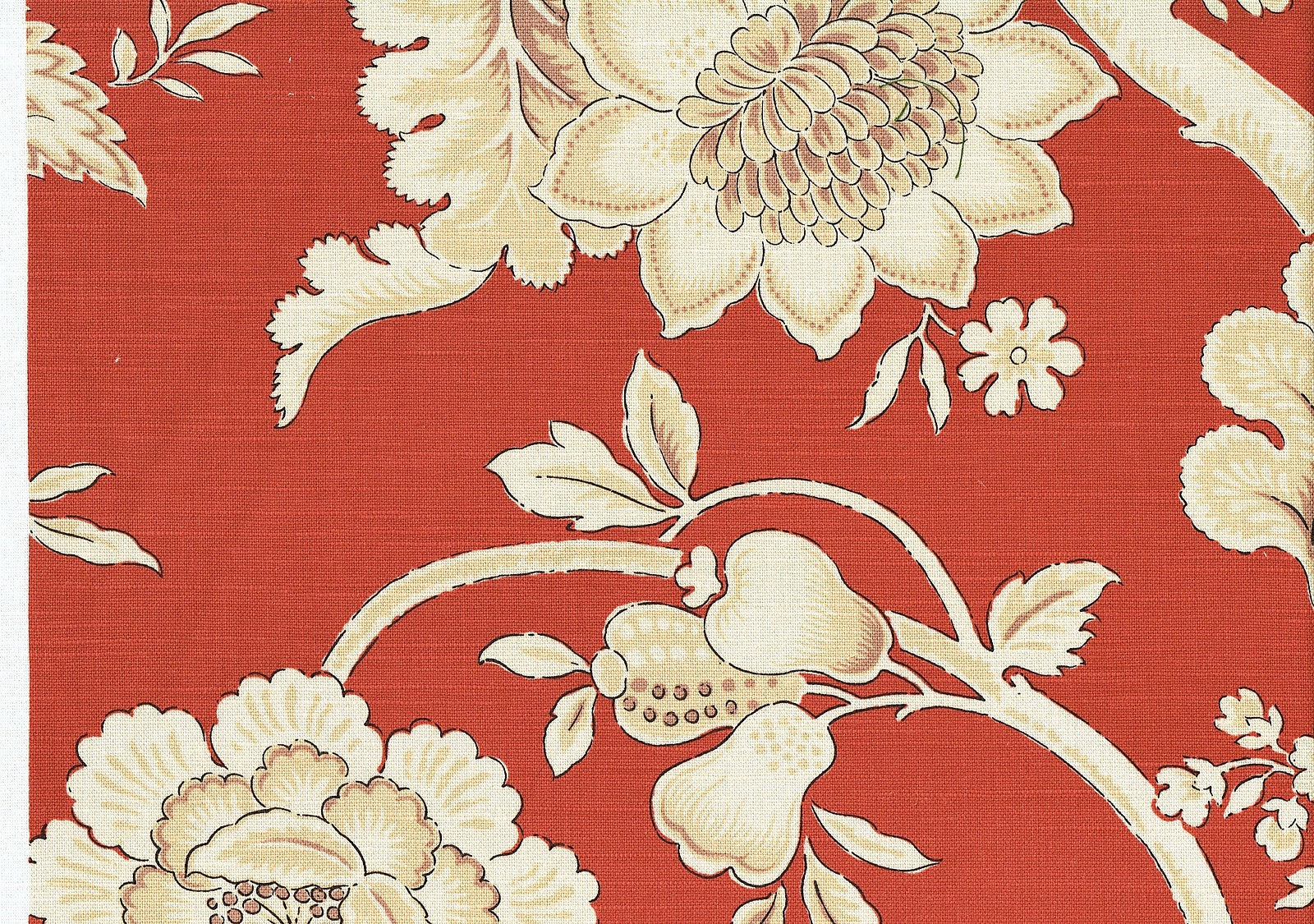 J Yang Fabric Bengal Coral   Cotton Blend Coral Beige Off White  Drapery 