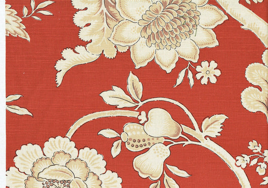 J Yang Fabric Bengal Coral   Cotton Blend Coral Beige Off White  Drapery 