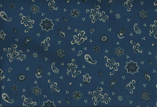 Covington Fabric Adrian Denim 100% Cotton Bandanna  Mask  Drapery Upholstery 