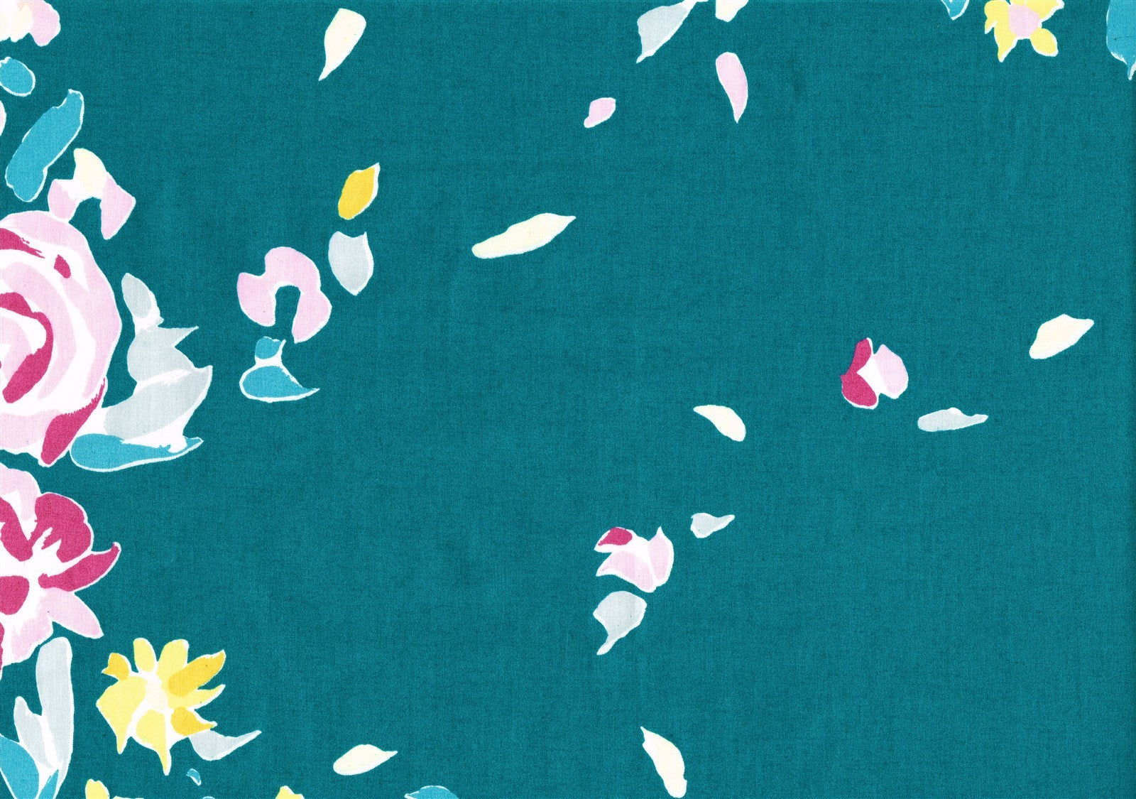 Duralee Fabrics Pennington Floral Teal Pink Rose  Cotton Drapery Upholstery  