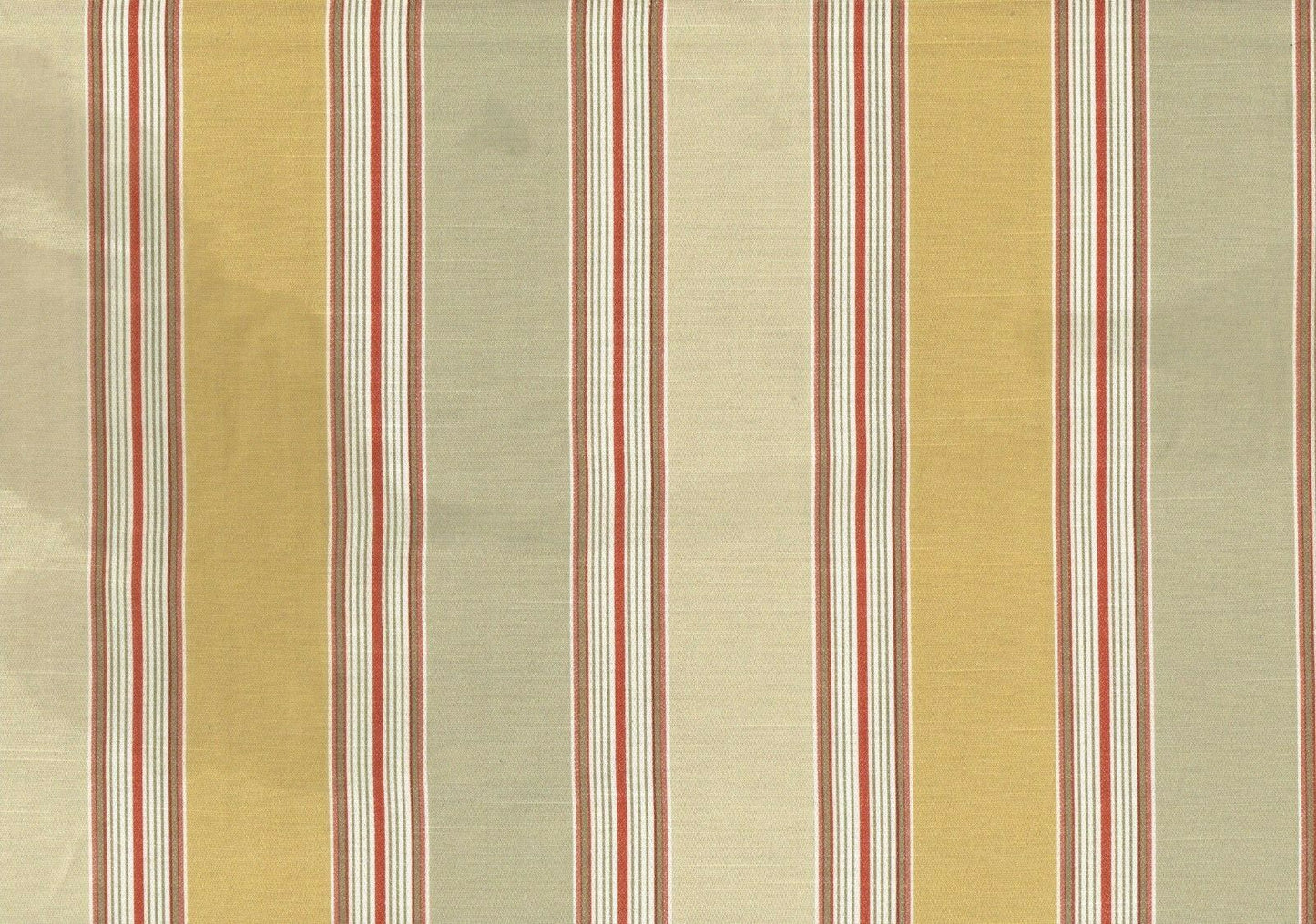 3 Yds Richloom Fabric Gold Green Red Striped   Drapery Upholstery 