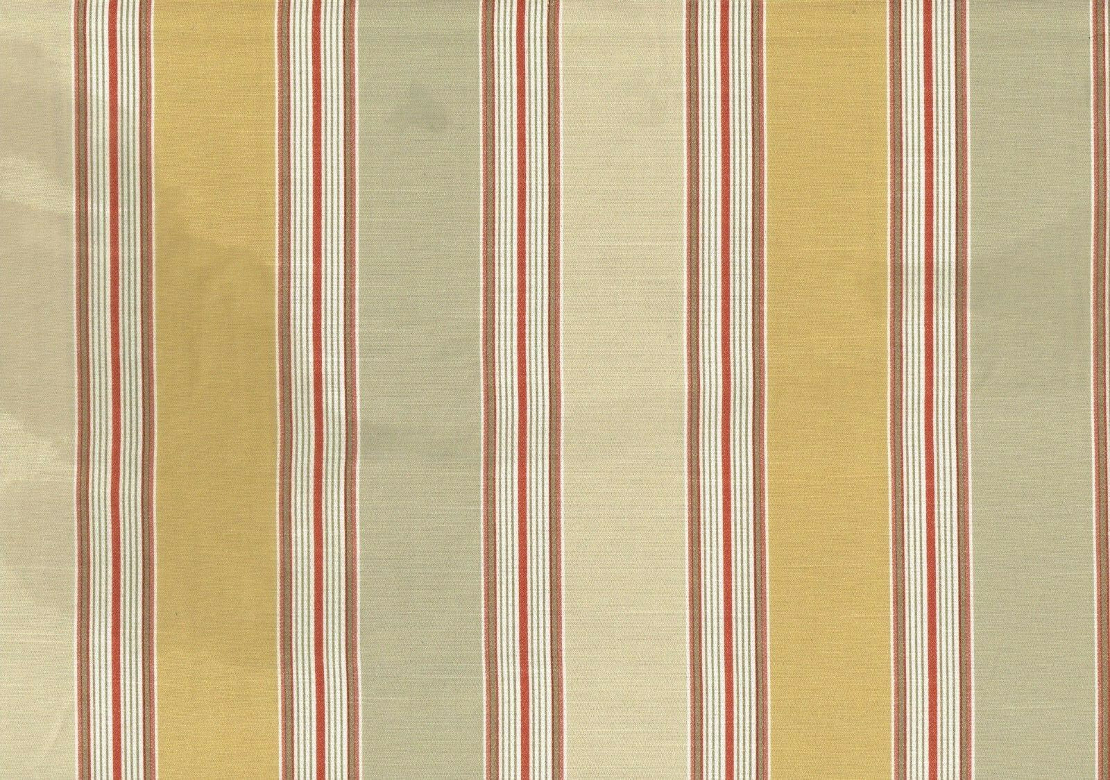 3 Yds Richloom Fabric Gold Green Red Striped   Drapery Upholstery 