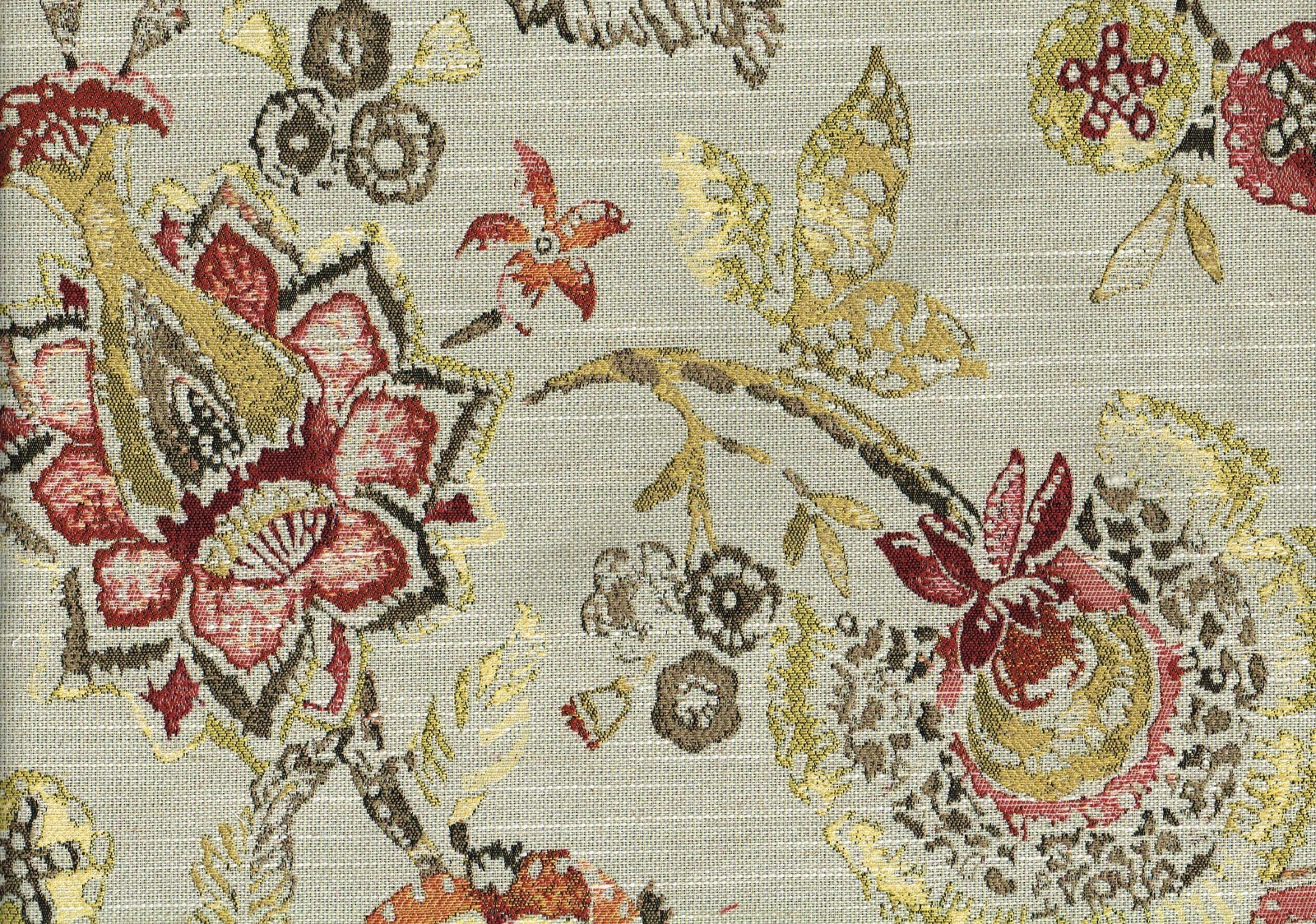 Golding FabricFreya Crimson Gold Tapestry Drapery Upholstery