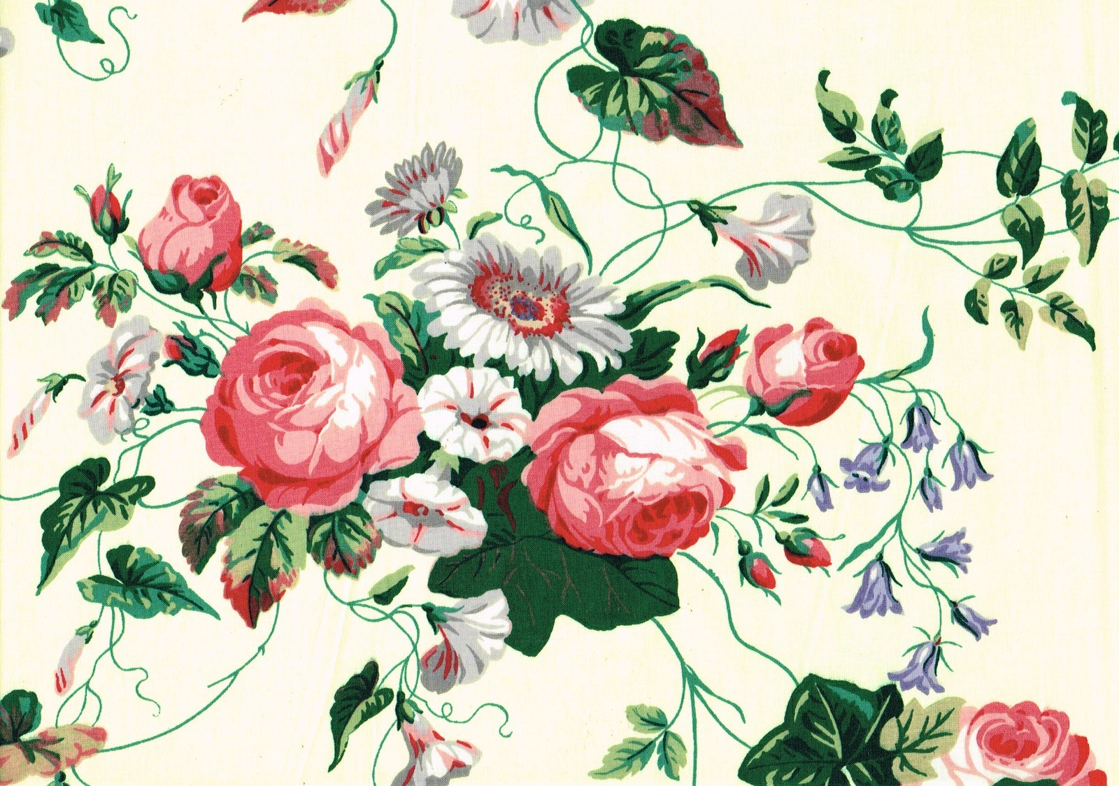 Waverly Fabric Vanity Fair  Floral Cotton  Drapery Upholstery