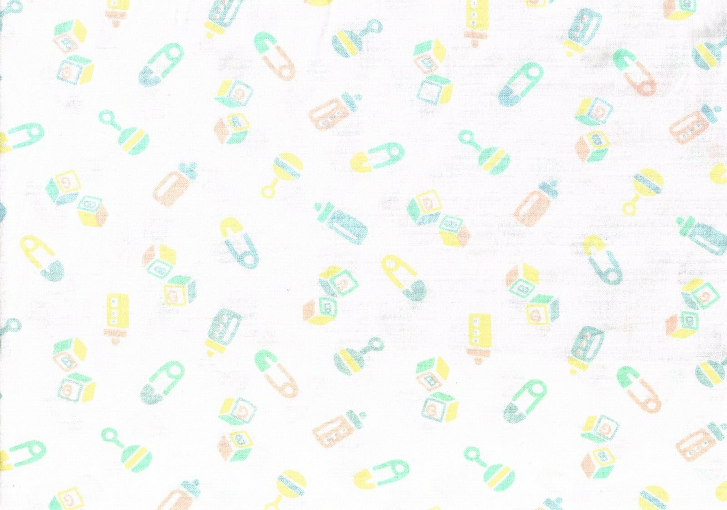4.5 Yds  Designer Fabric Baby Flannel Diaper Pins Cotton Quilting  Drapery