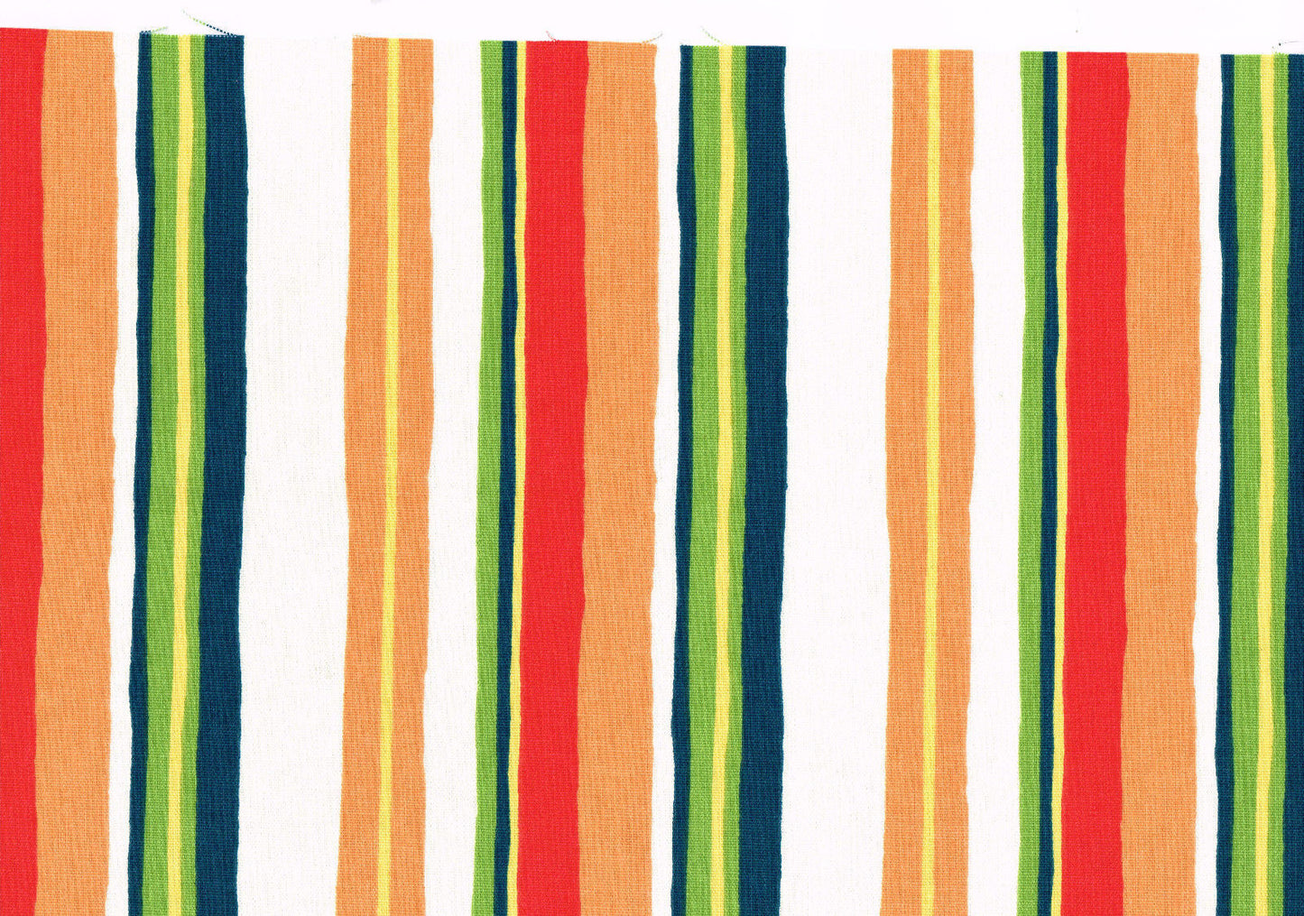 Braemore Fabric White Orange Red Green  Striped Cotton  Drapery Upholstery