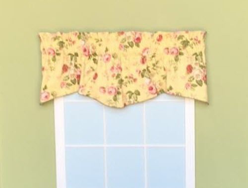 Custom Made Curtain Topper Yellow Rose Burgundy Green 100% Cotton