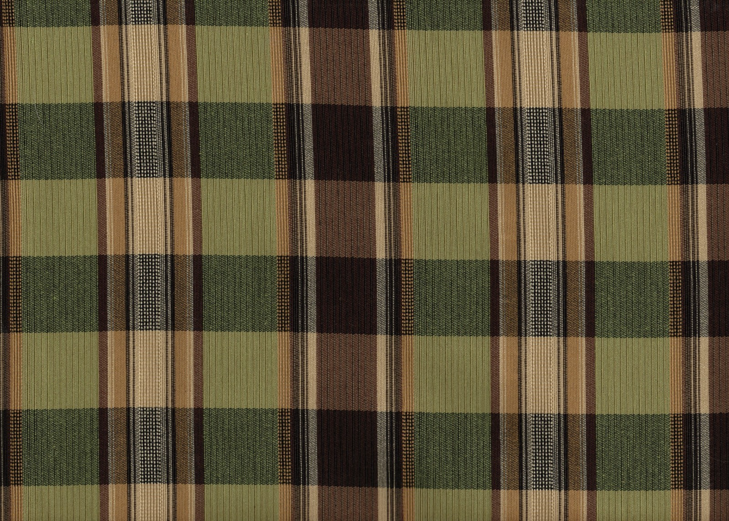 3 Yds Designer Fabric Green Brown Gold Plaid  Drapery Upholstery