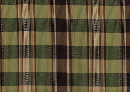 3 Yds Designer Fabric Green Brown Gold Plaid  Drapery Upholstery