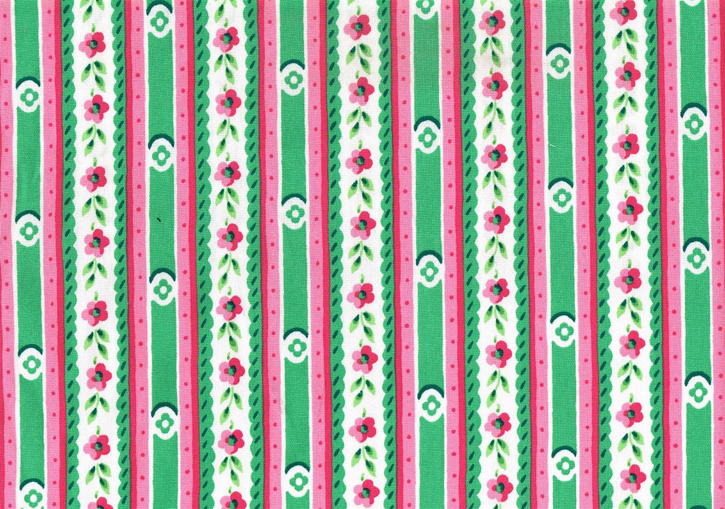 Waverly Fabric Millbrook Stripe Pink Green Hot Pink Cotton Drapery Upholstery  