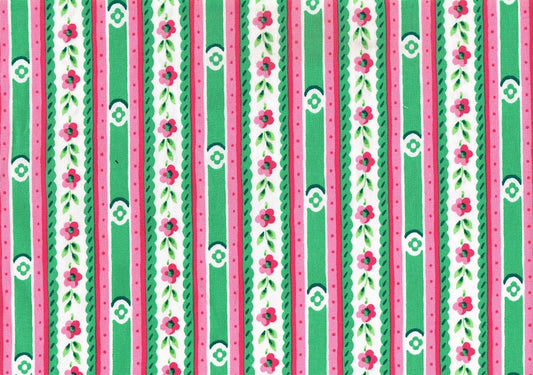 Waverly Fabric Millbrook Stripe Pink Green Hot Pink Cotton Drapery Upholstery  