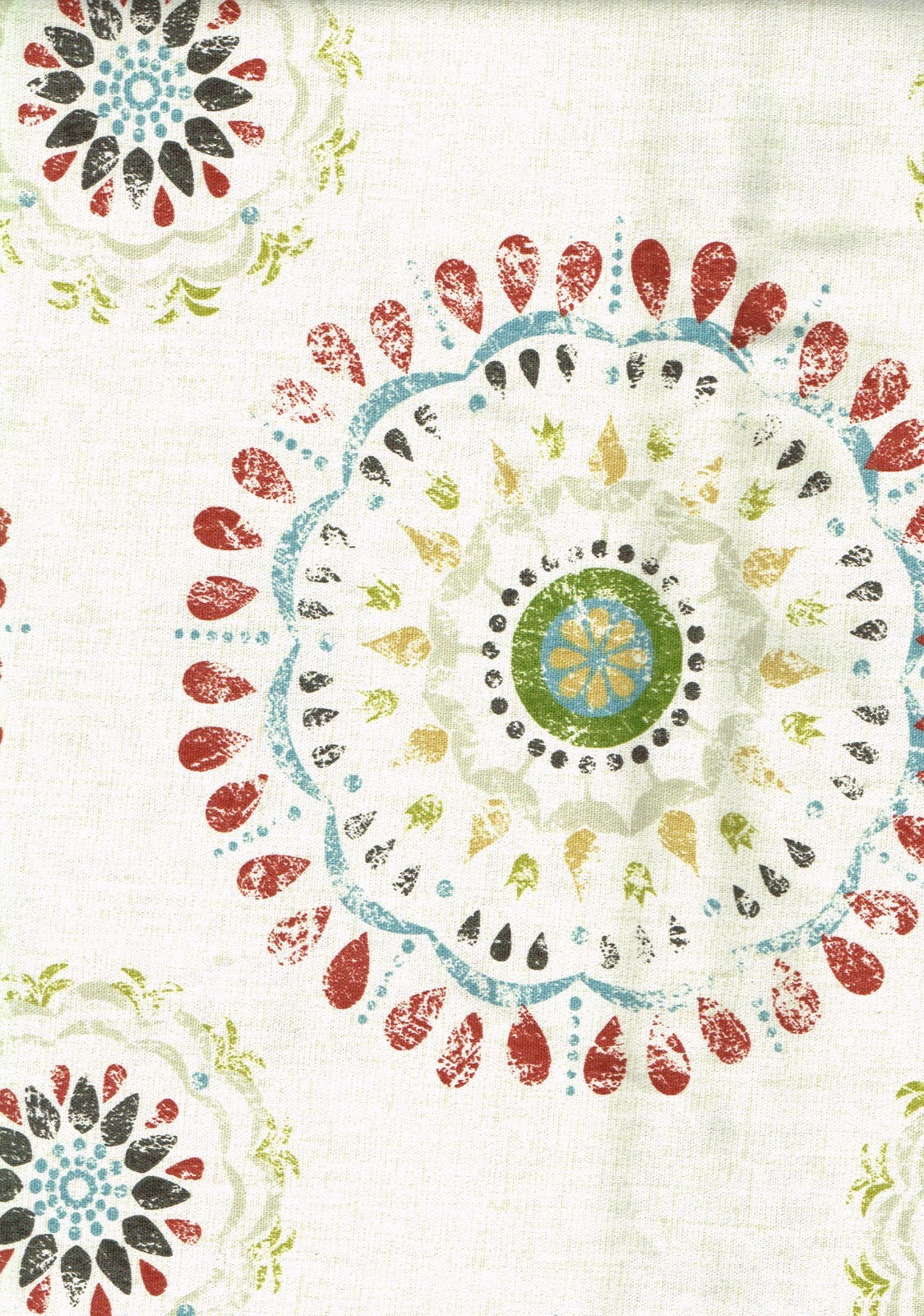 5 Yds Robert Allen Fabric Whimsy Wheel Coral   Cotton  Drapery Upholstery