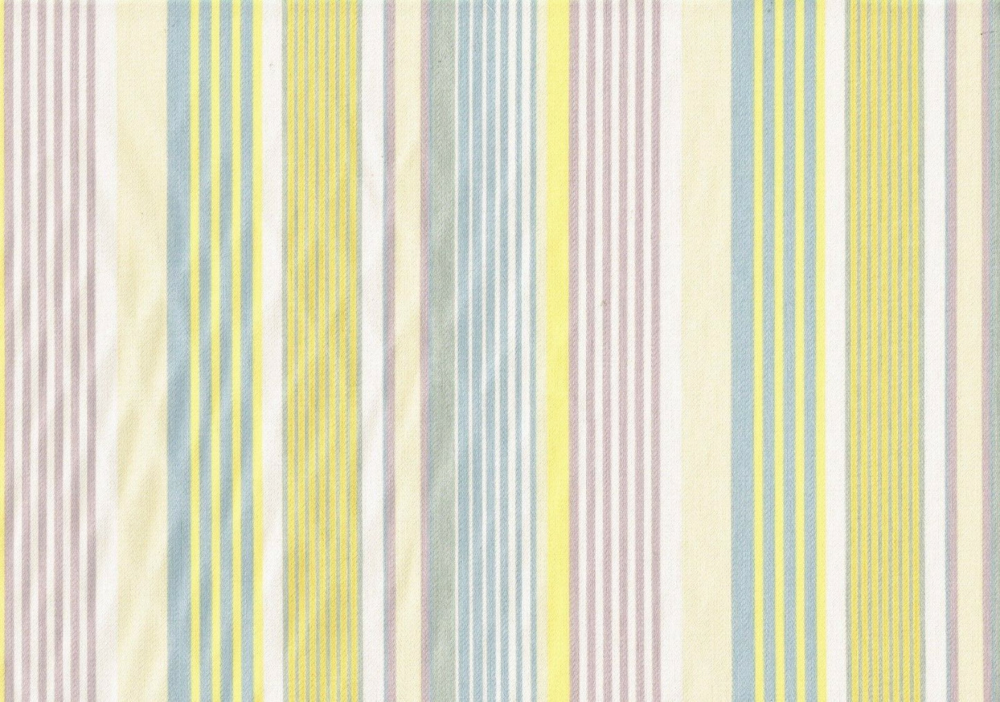 Paula Cie Designs Blue Yellow Lavender Stripe  Cotton Drapery Upholstery