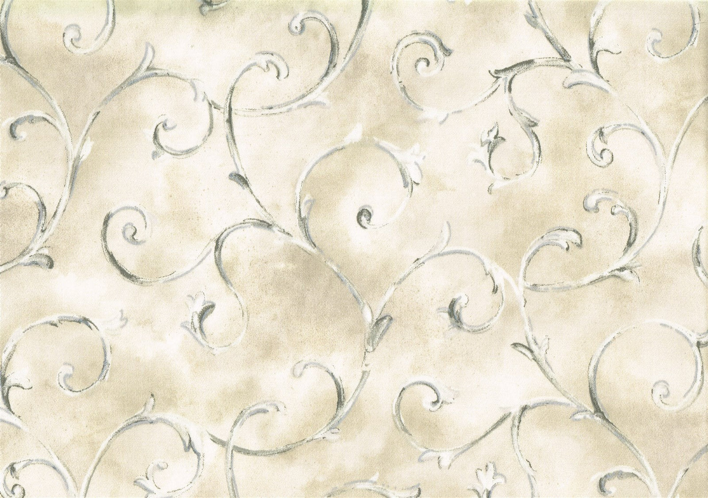 Mill Creek Fabric Beige Gray Scroll  Cotton  Drapery Upholstery 