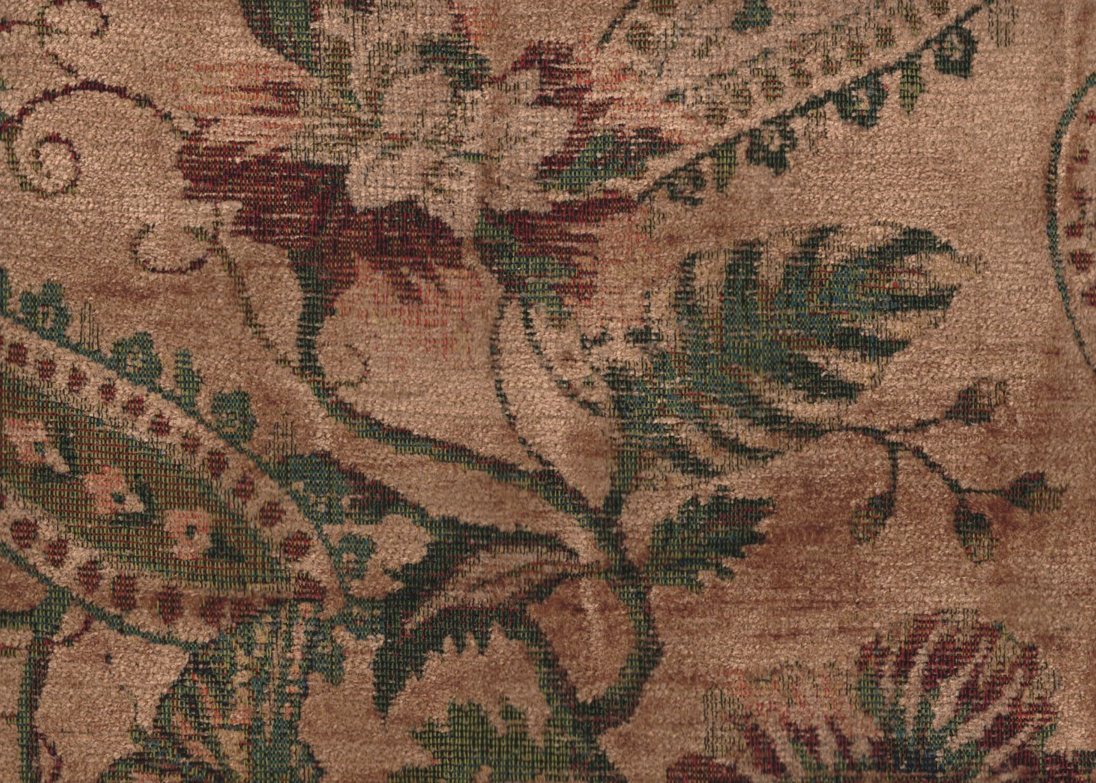 Designer Fabric Vintage Gold Green Burgundy Upholstery