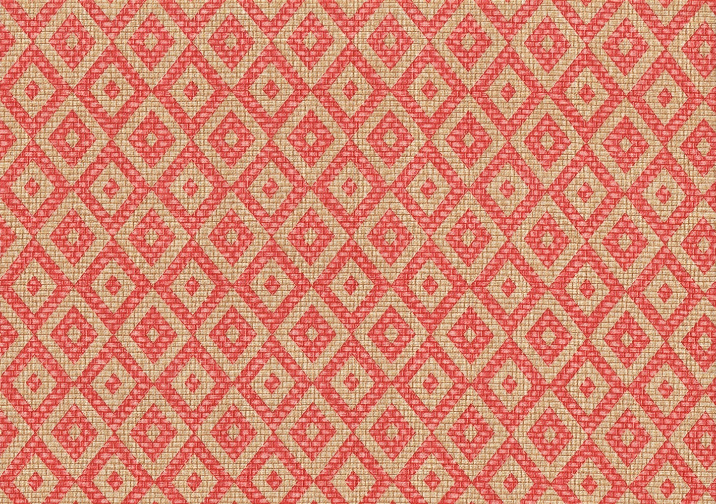 Spectrum Fabrics Red Beige Diamonds Cotton Geometric Drapery Upholstery  
