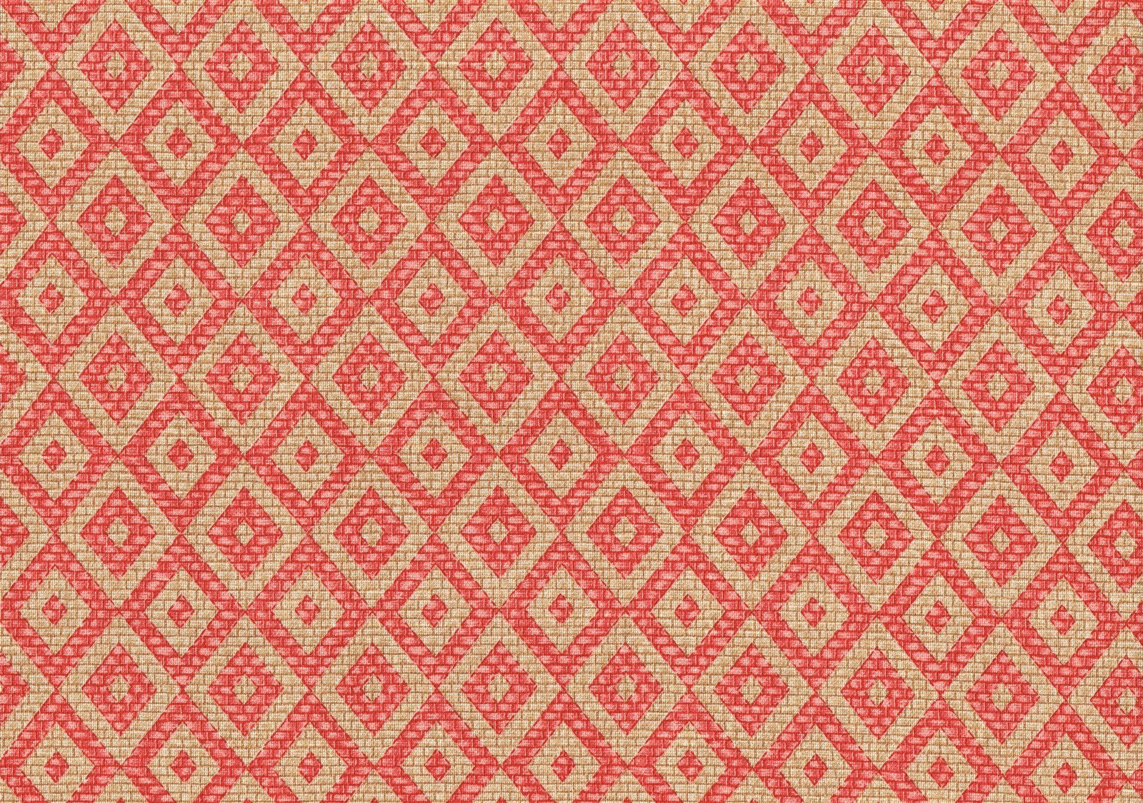 Spectrum Fabrics Red Beige Diamonds Cotton Geometric Drapery Upholstery  