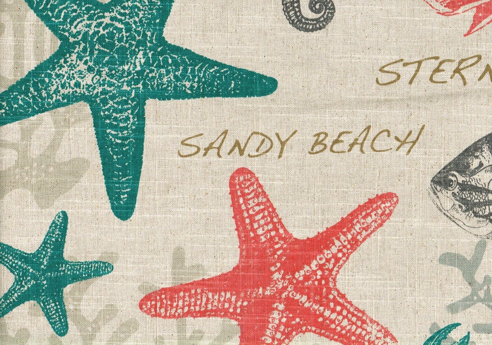 Designer Fabric Sealife Script  Drapery  Upholstery