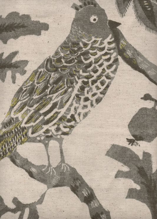 5 Yds Ballard Fabric Moncova Gray Bird  Drapery Upholstery