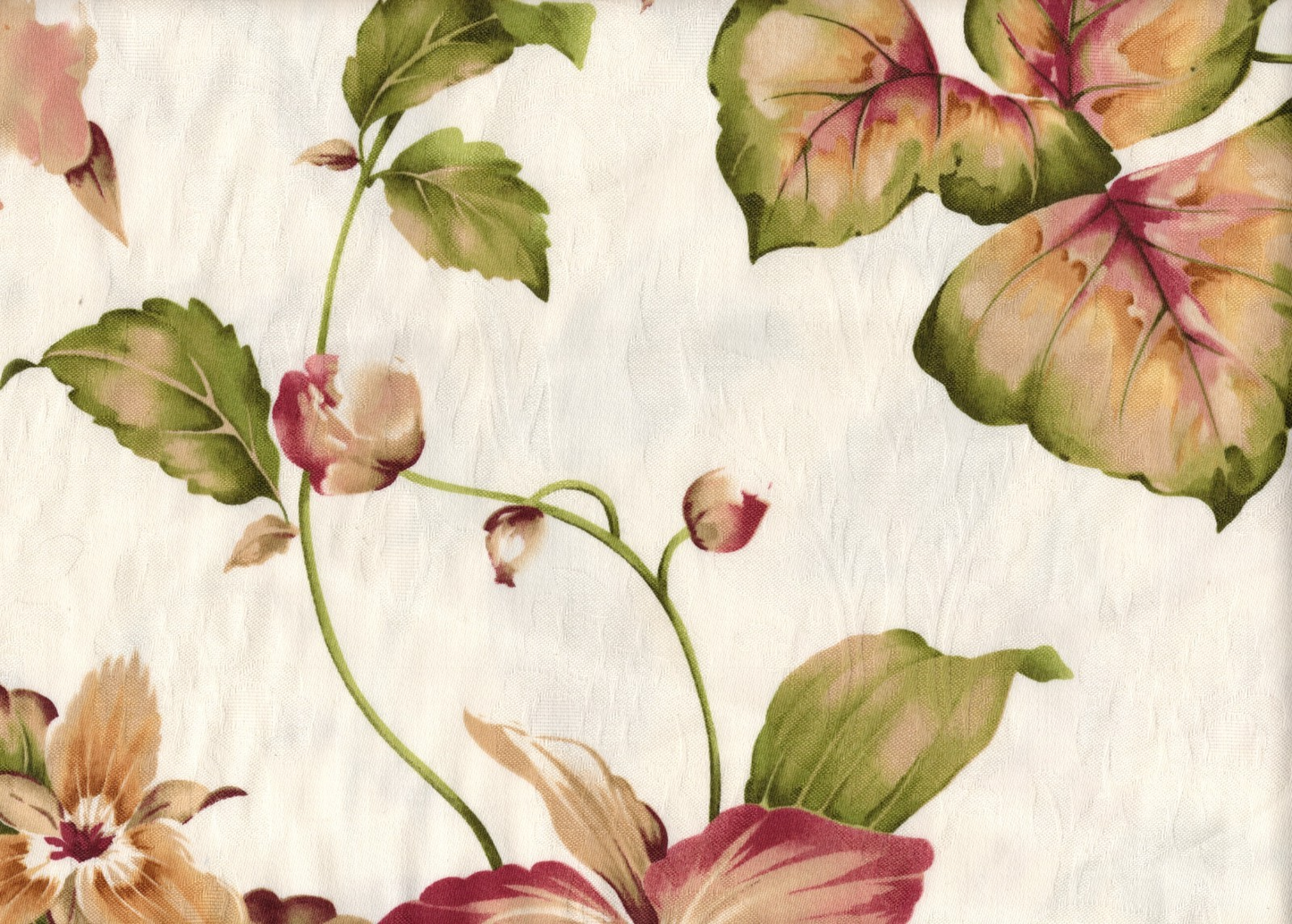 4.25 Yds Mill Creek Fabric Cream Burgundy Green Damask  Drapery Upholstery