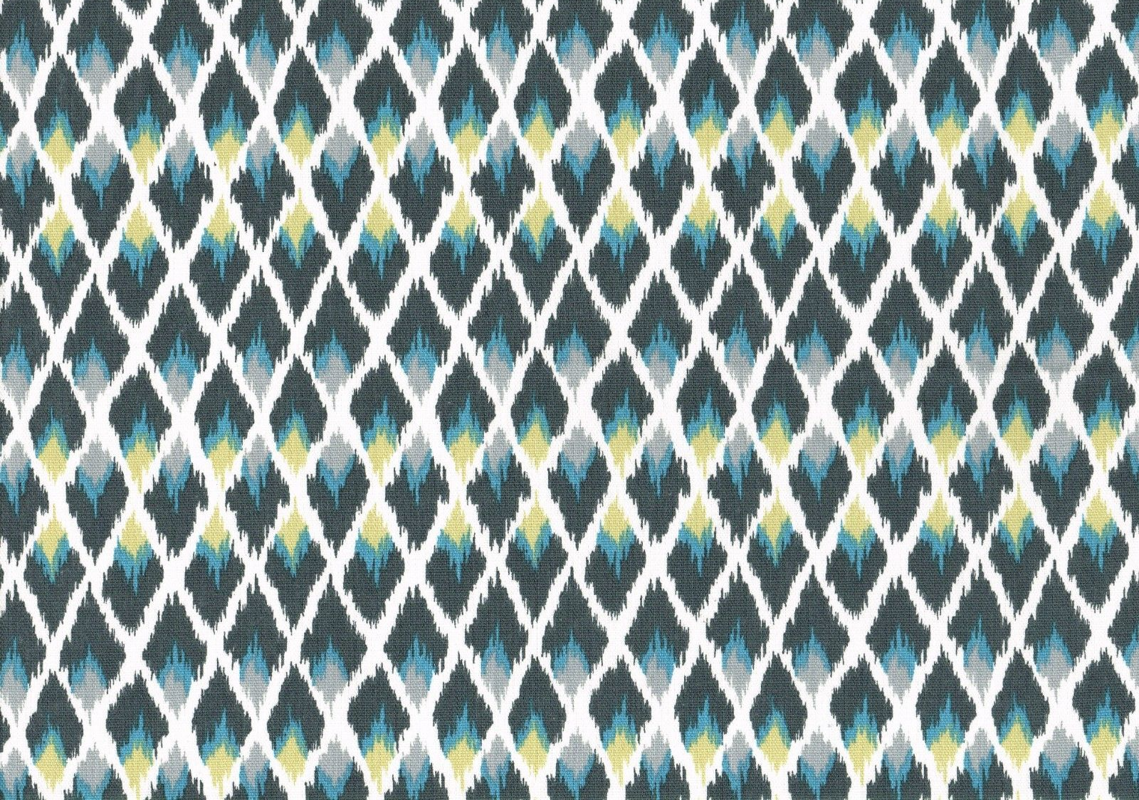 5 Yds Robert Allen Fabric Gray Aqua Gold  Cotton Drapery  Upholstery