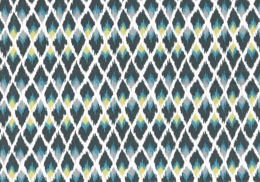 5 Yds Robert Allen Fabric Gray Aqua Gold  Cotton Drapery  Upholstery