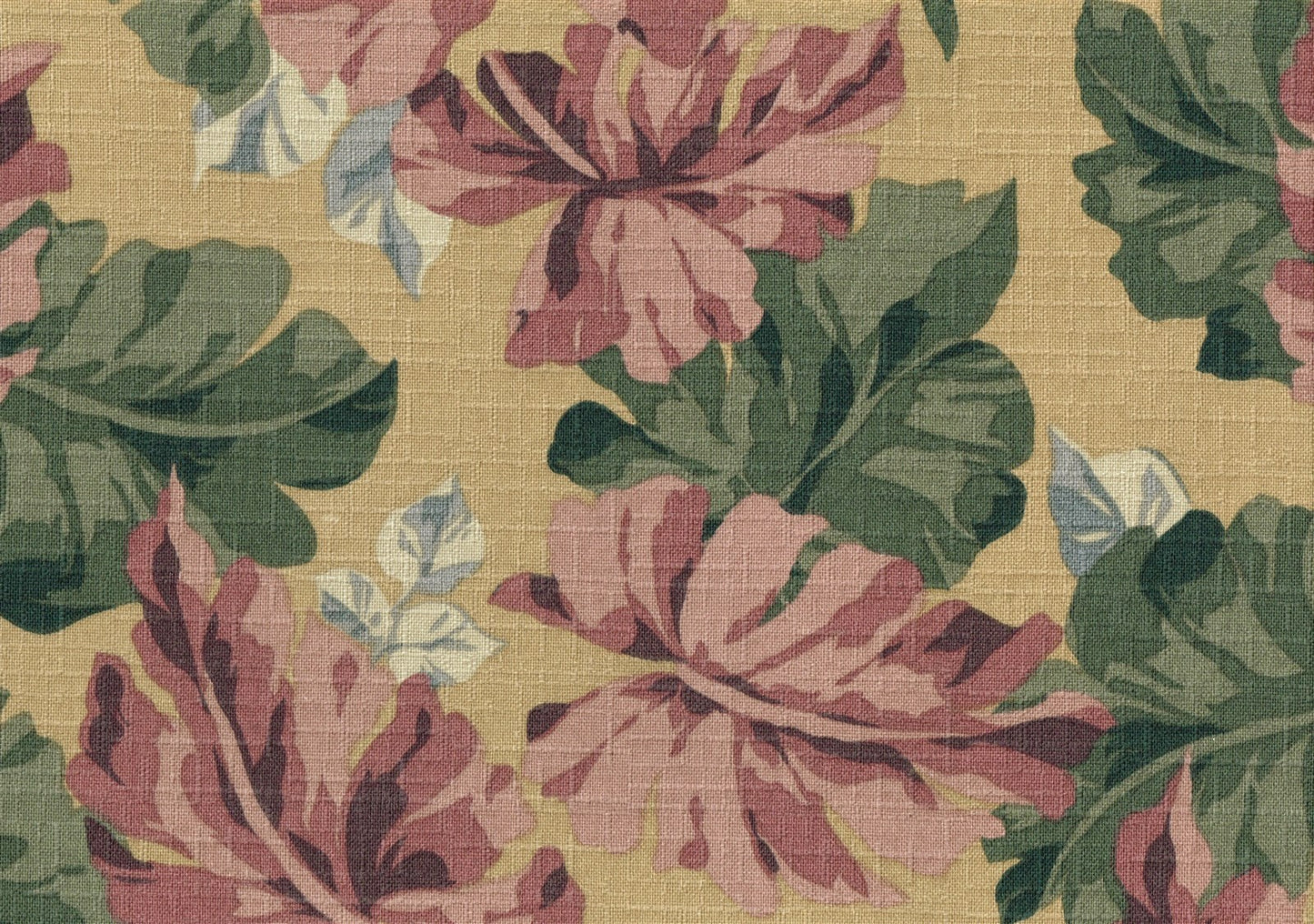 Ametex Fabric Camel Rose Green Slate  Cotton Print Drapery Upholstery 