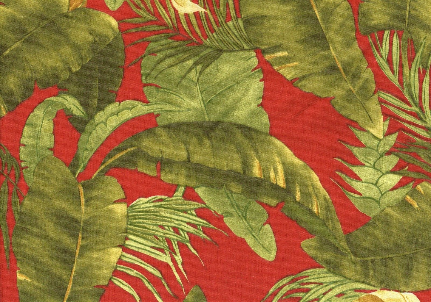 6 Yds Mill Creek Fabric  Red Green Tropical  Indoor/Outdoor  Drapery Upholstery