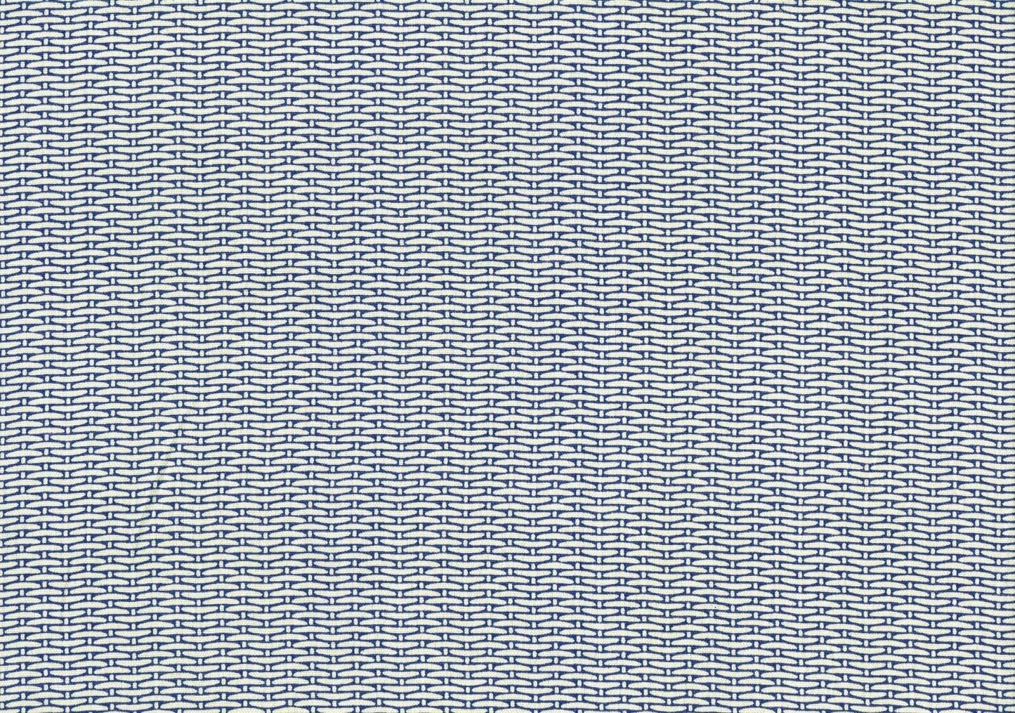 Designer Fabric Blue Off White Basket Weave Print  Drapery Upholstery 