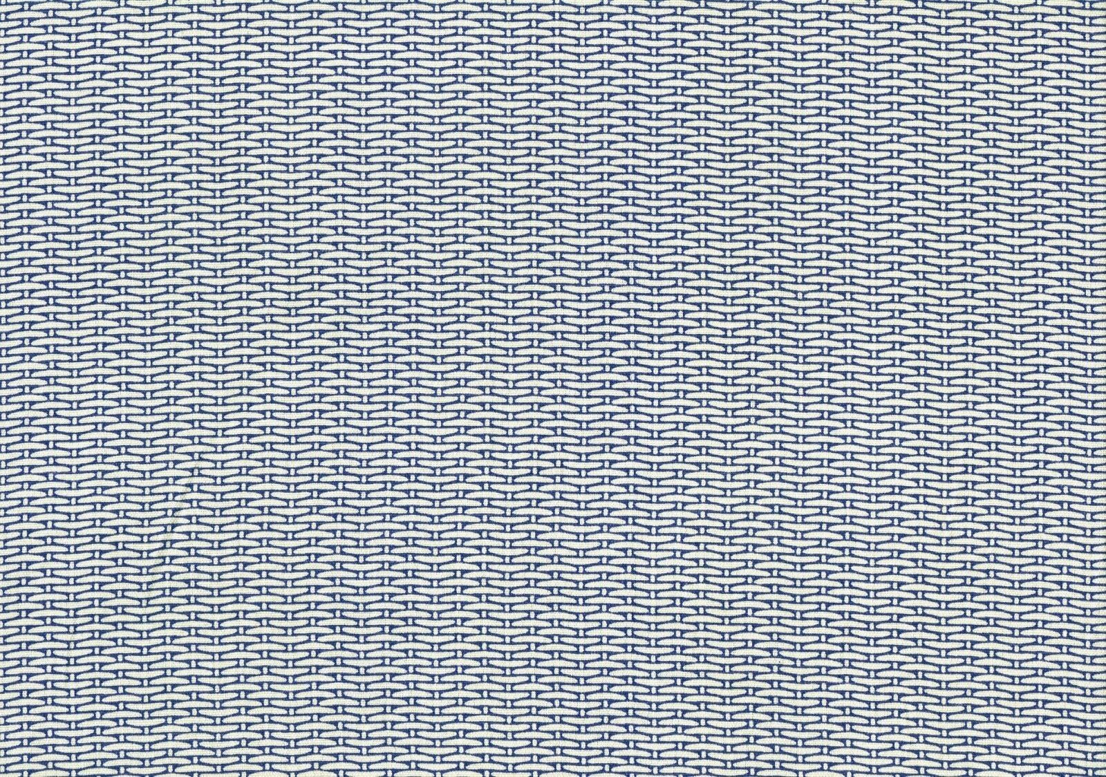 Designer Fabric Blue Off White Basket Weave Print  Drapery Upholstery 