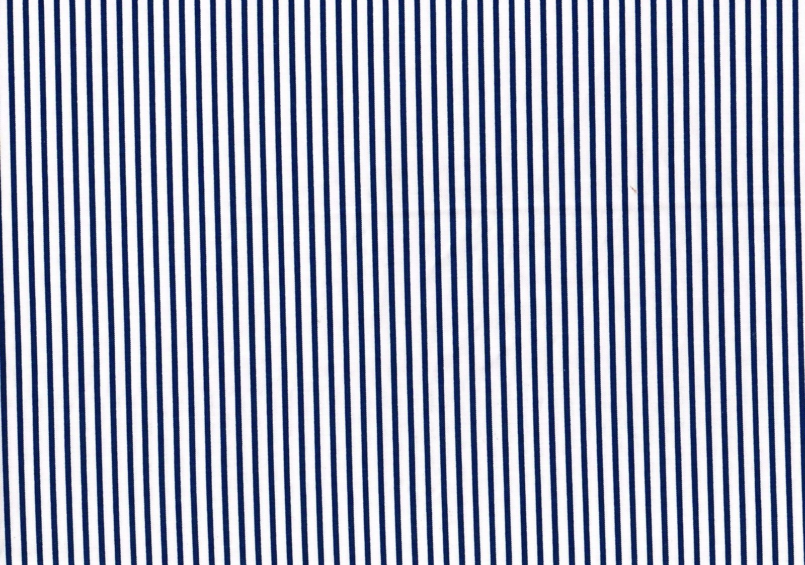 2 Yd Designer Fabric Navy White Cotton Stripe  Medium Weight  Drapery Upholstery