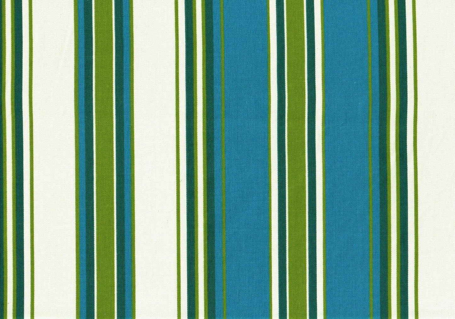 6 Yds Designer Fabric Teal Green Off White Stripe Cotton  Drapery Upholstery