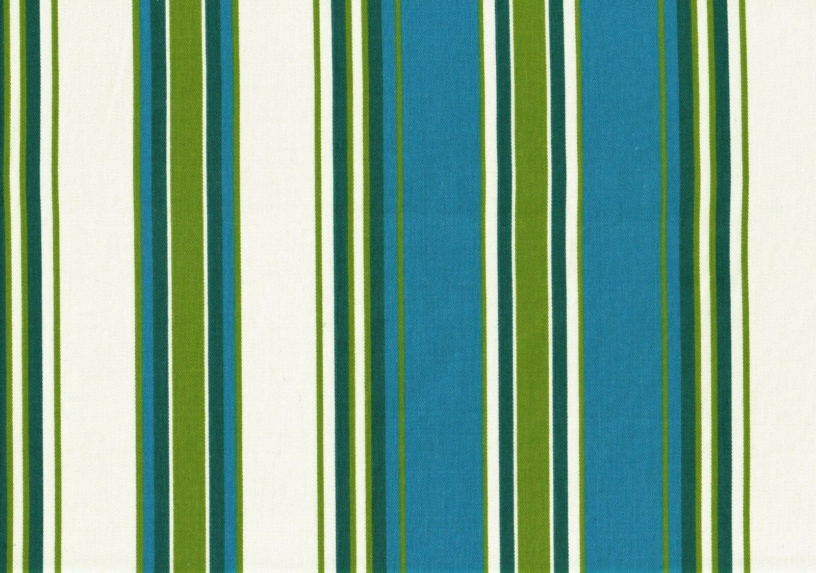 6 Yds Designer Fabric Teal Green Off White Stripe Cotton  Drapery Upholstery