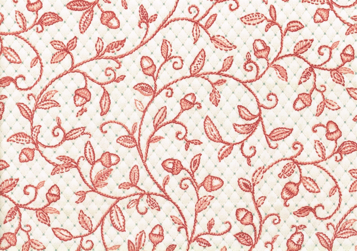 Concord Fabric Mara Muted Red Blue Off White   Cotton Drapery Upholstery 