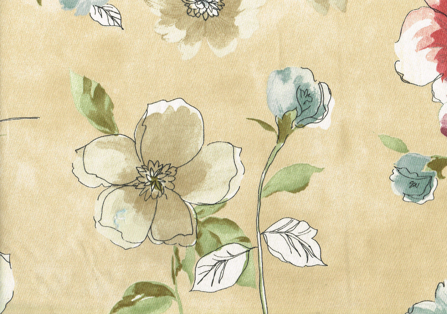 Richloom Fabric Khaki Lavender Green Blue Floral   Drapery Upholstery