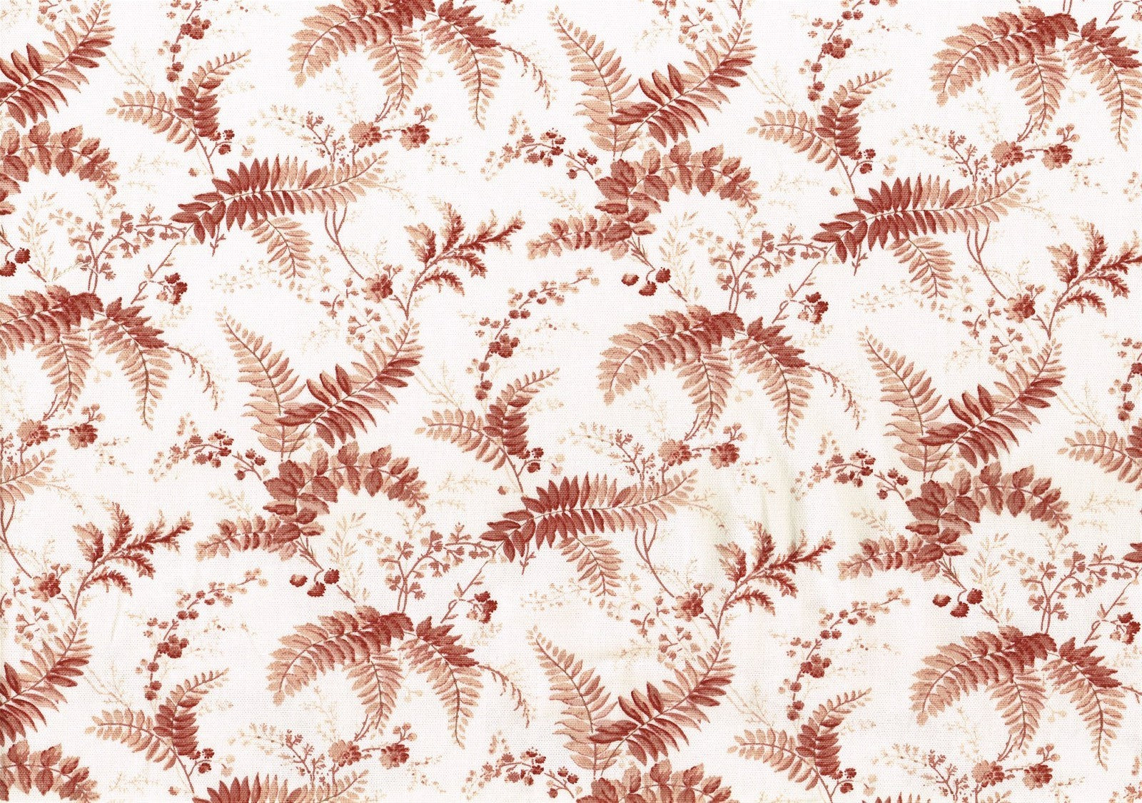 Mill Creek Fabric White Red Leaves  Cotton Drapery Upholstery 