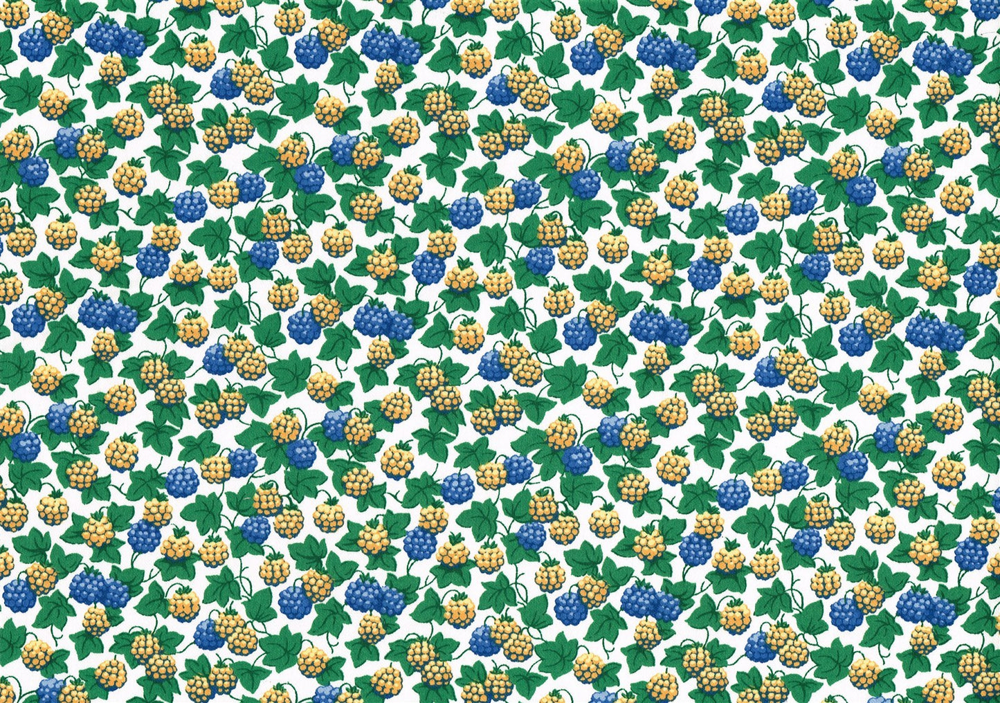 Waverly Fabric Easy Pickin White Blue Gold Green   Cotton Drapery Upholstery 