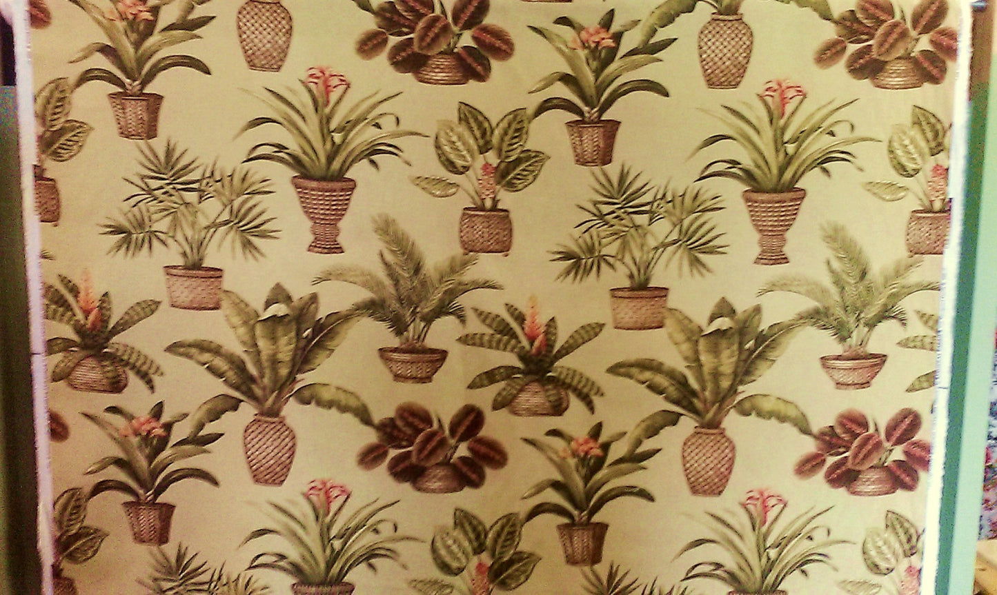 Kingsway Fabric Island Oasis Flowers Pots Drapery Upholstery