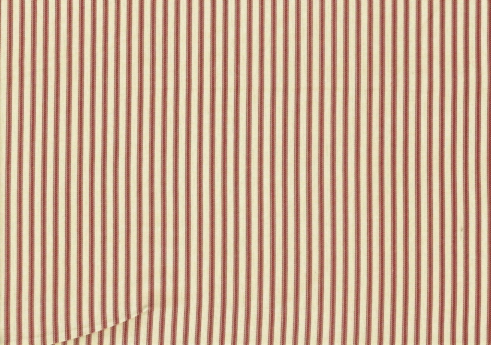 Designer Fabric Red Stripe Cotton  Print   Drapery Upholstery 