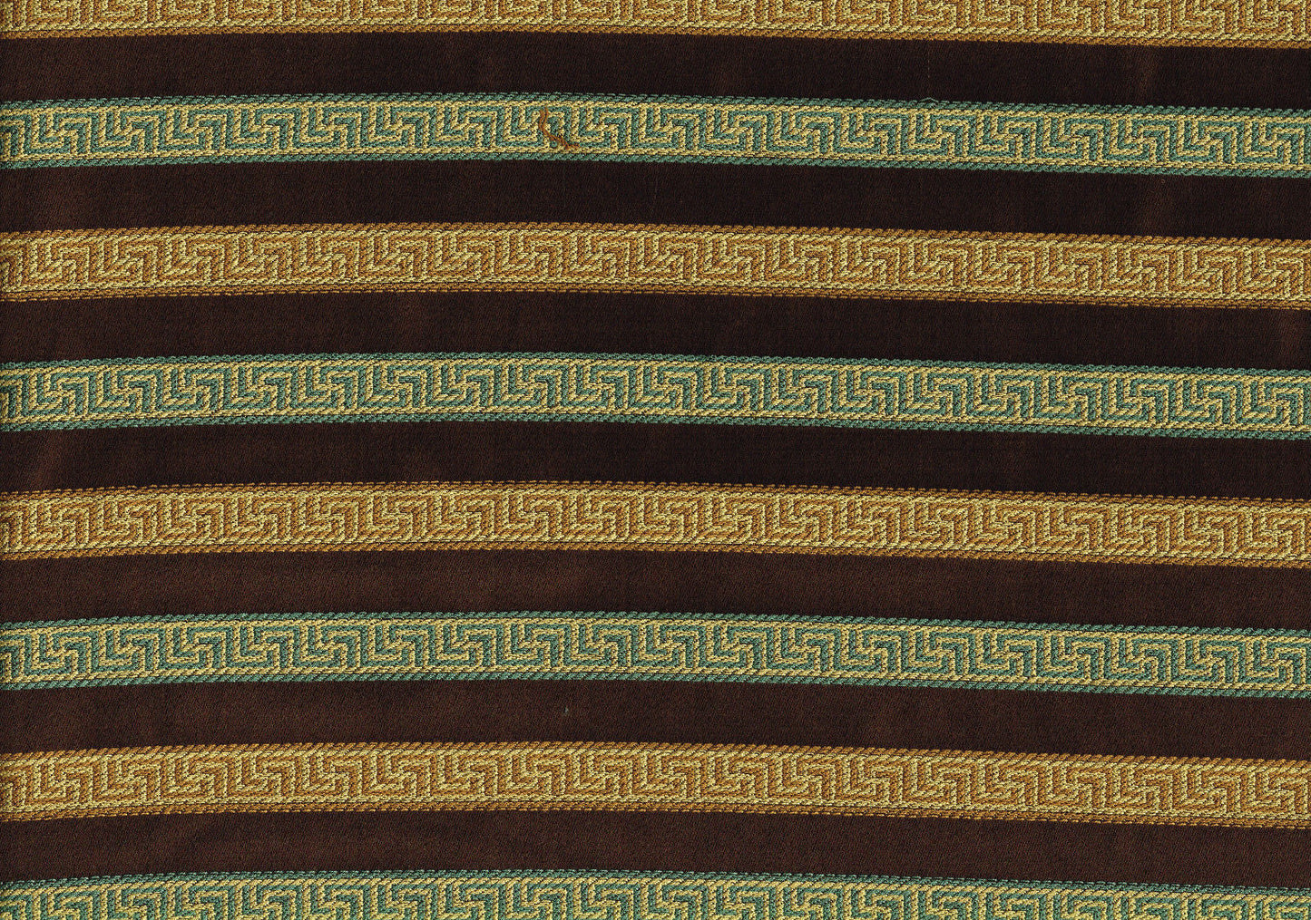 Designer Fabric Brown Teal Gold Stripe Upholstery Weight